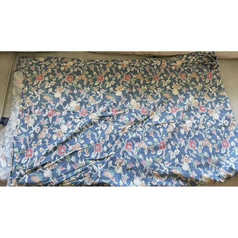 Vintage Ralph Lauren Jardin Queen Flat Sheet & 2 Standard Pillowcases FLAWED